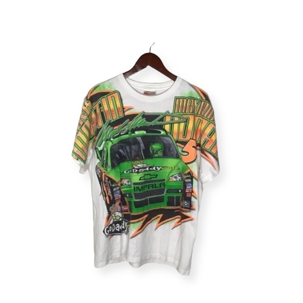 CHASE AUTHENTICS NASCAR Mark Martin Go Daddy Dual Graphic Racing T Shirt.